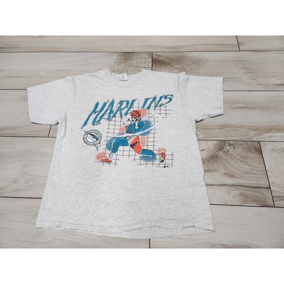 Vtg Florida Marlins 1993 Logo 7 Baseball Club Shirt Men's Size L USA Made - Picture 1 of 4